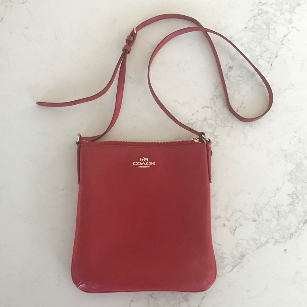 Coach Crossbody Bag in Red Leather